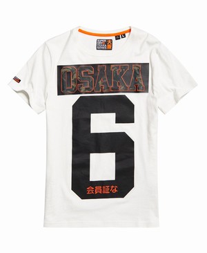 Superdry Osaka Férfi Pólók Fehér/Fekete | ILWZM6781